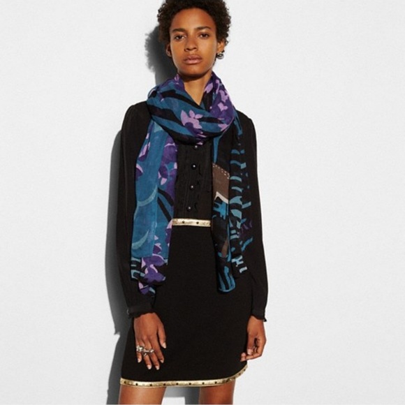 New w Tag Coach 54265 Landscape Shawl Scarf - Picture 2 of 5